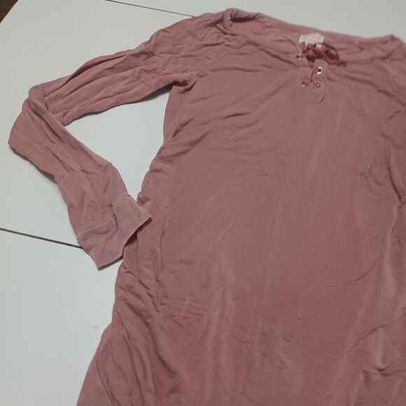 Isabel Womens Maternity S Sweater Pink Modal Spandex Long Sleeve Lace Notch Neck - Picture 11 of 12